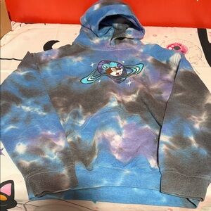 Buc-ees  Blue Tie Dye Mens Sz S-M  (19p2p 24"L) To Bucees And Back Pullover Logo